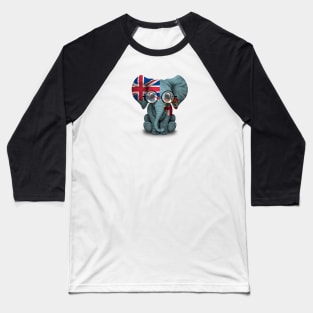 Baby Elephant with Glasses and Fiji Flag Baseball T-Shirt